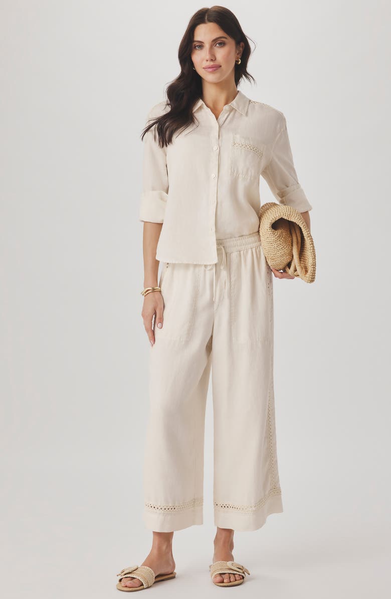Splendid Stella Linen Button Down Shirt, Alternate, color, Antique Pearl Grey