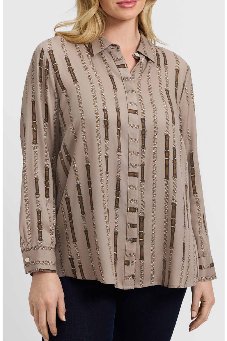 Luna Chain Stripe Button-Up Shirt, Main, color, BROWN MULTI