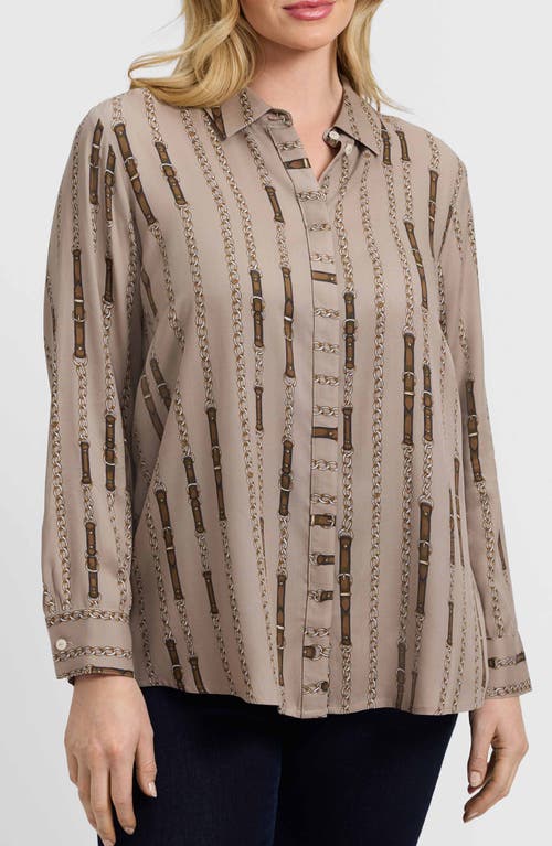 Foxcroft Luna Chain Stripe Button-up Shirt In Multi
