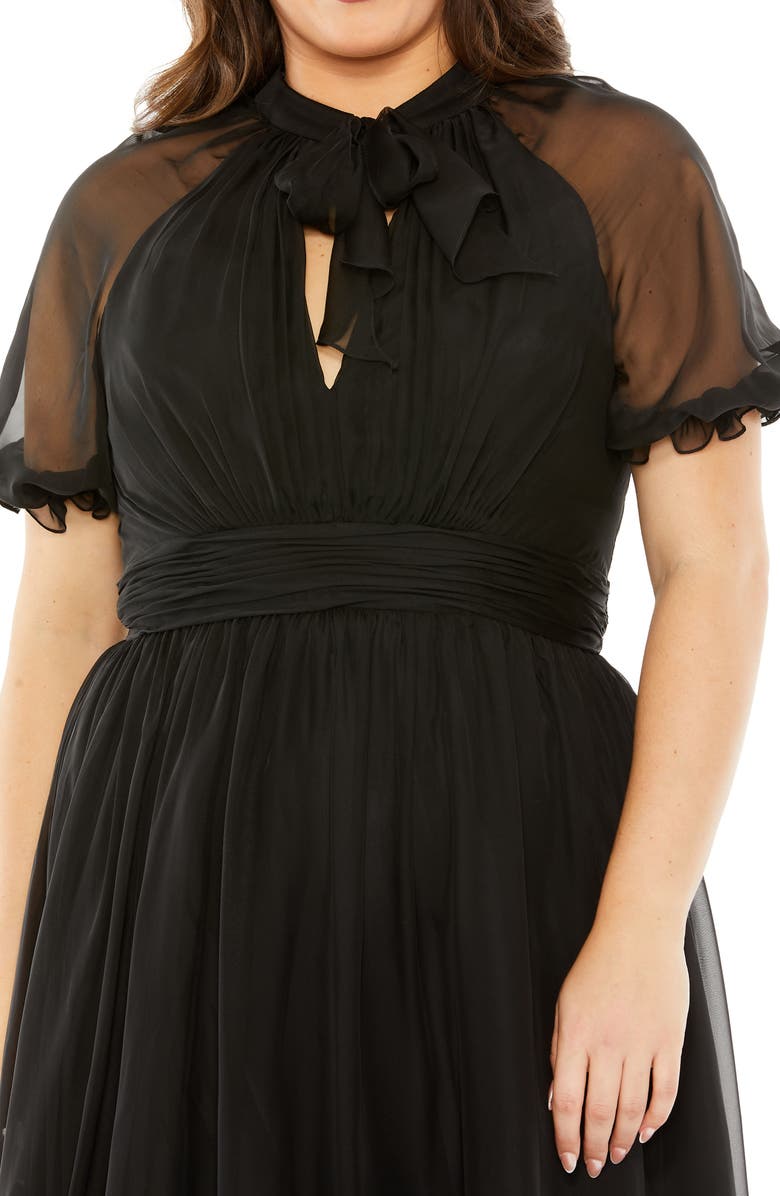 FABULOUSS BY MAC DUGGAL Sheer Puff Sleeve Cocktail Dress, Alternate, color, Black