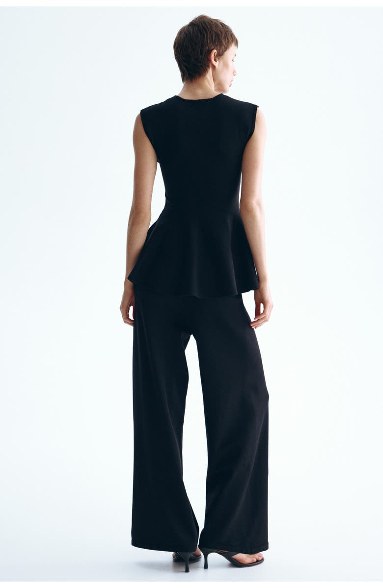 H&M Wide Knitted Trousers, Alternate, color, Black