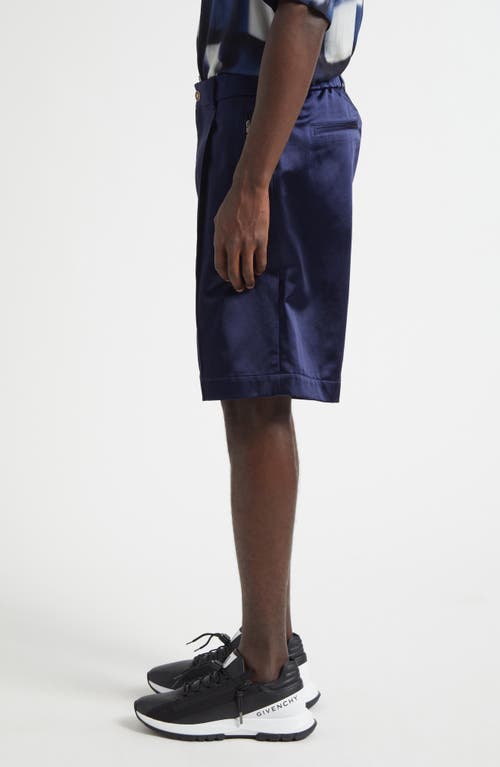 Givenchy Flat Front Satin Bermuda Shorts In Blue
