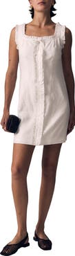 LE JEAN Ruffle Linen Minidress