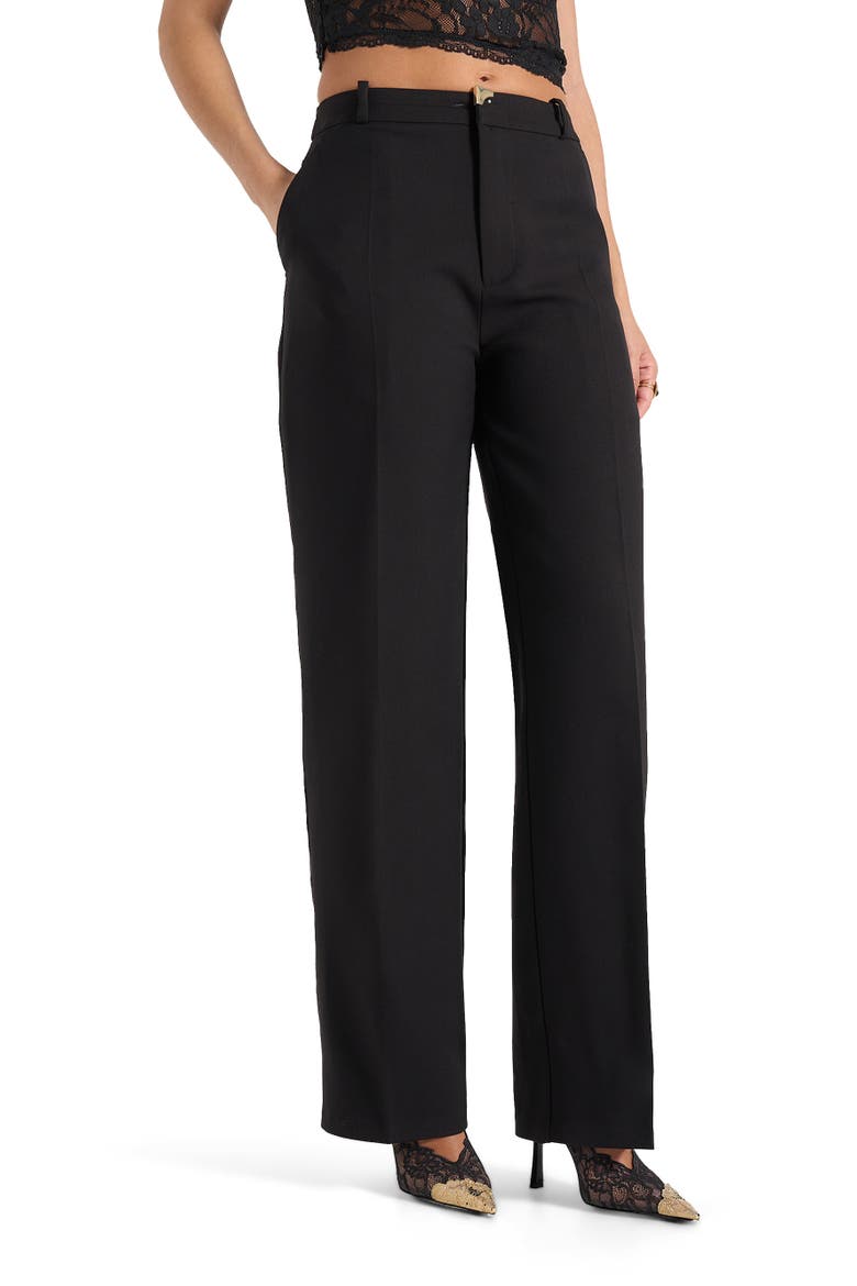 Doria Tailored Trousers With Waistband Detail, Main, color, Black