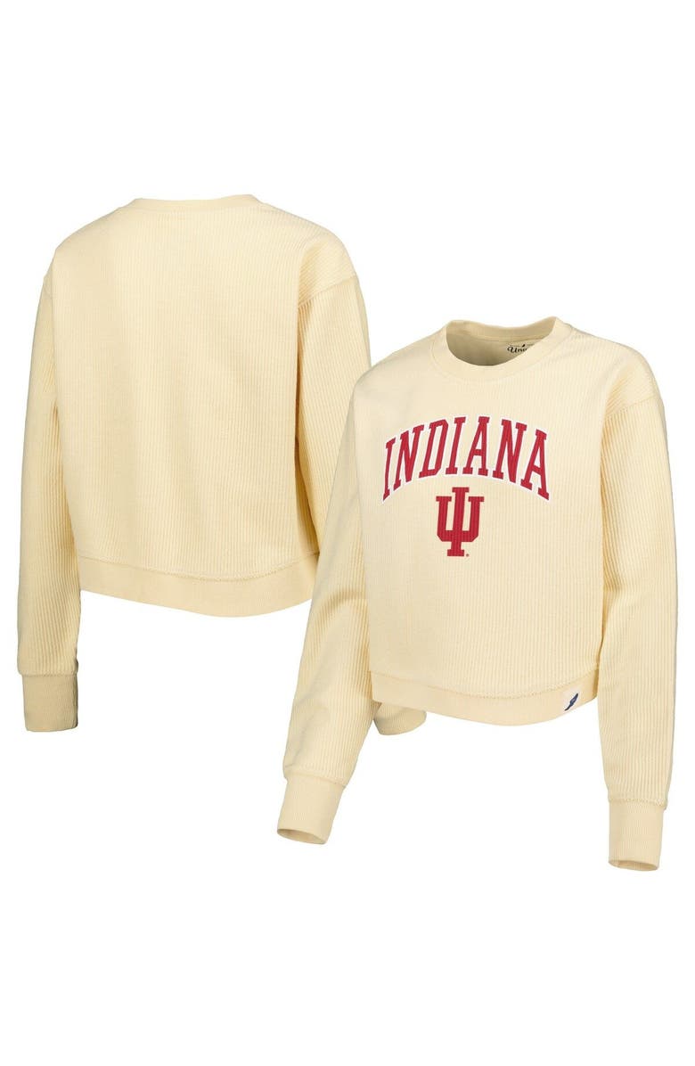 LEAGUE COLLEGIATE WEAR Women's League Collegiate Wear Cream Indiana Hoosiers Classic Campus Corded Timber Sweatshirt, Main, color, 
