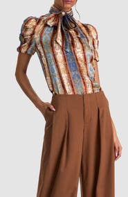 ALICE + OLIVIA Brentley Tie Neck Top