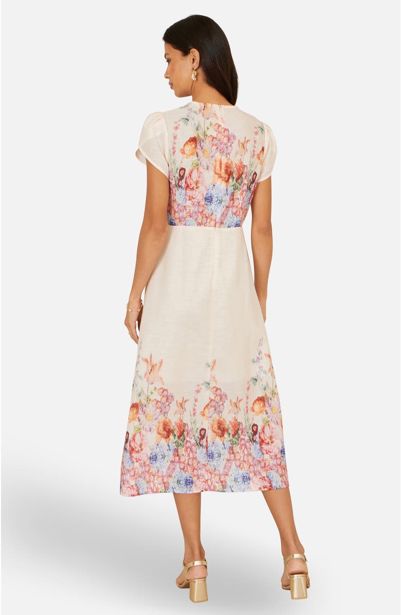 Yumi Border Floral Midi Dress, Alternate, color, Pink