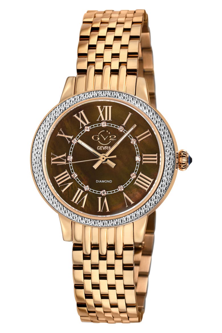 Astor III Diamond Swiss Bracelet Watch, 34mm - 0.06 ctw, Main, color, ROSE GOLD