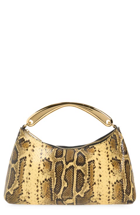 Rhea Metal Handle Leather Handbag