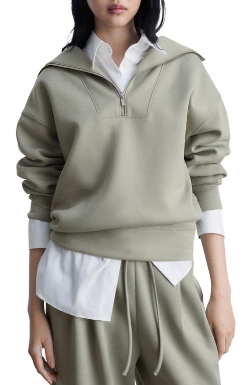 Mango Quarter Zip Sweatshirt In Khaki