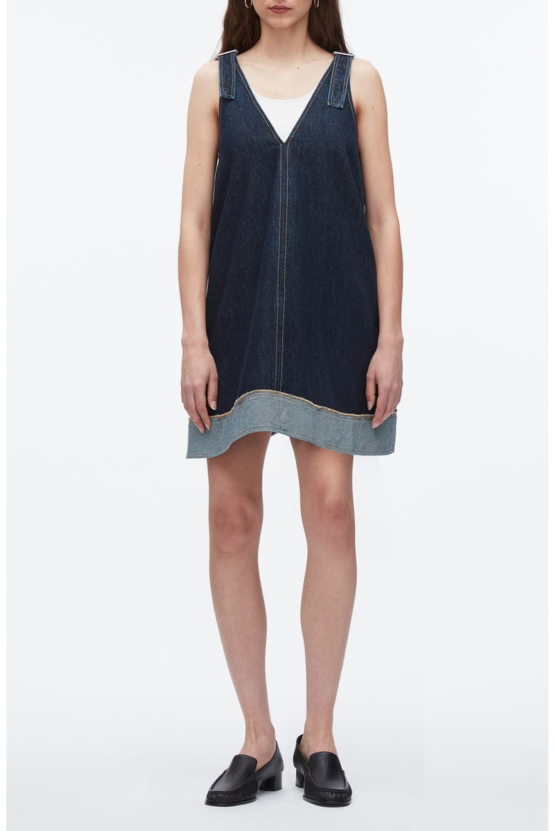 Sleeveless Trapeze Minidress, Main, color, DARK INDIGO