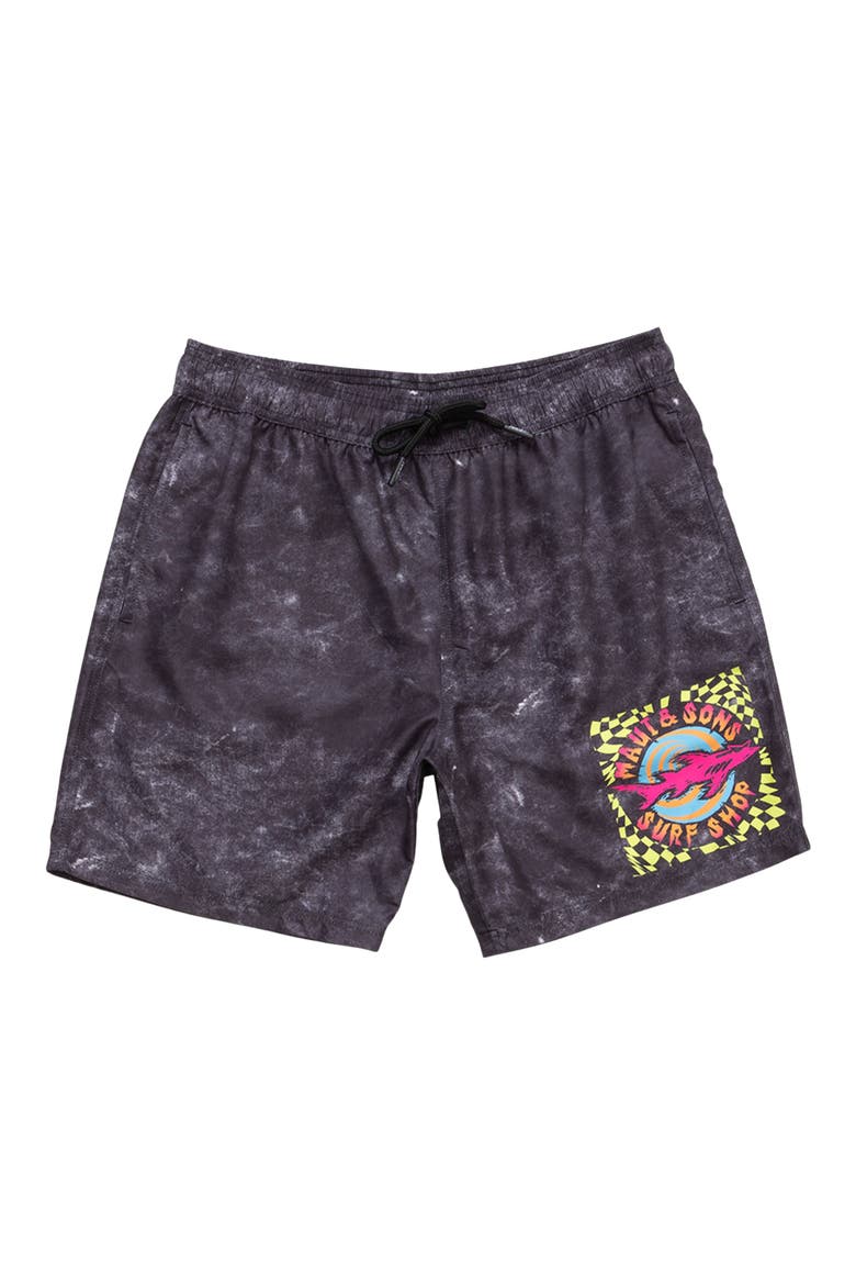 Surf Shop Microfiber Swim Trunks, Alternate, color, BLACK