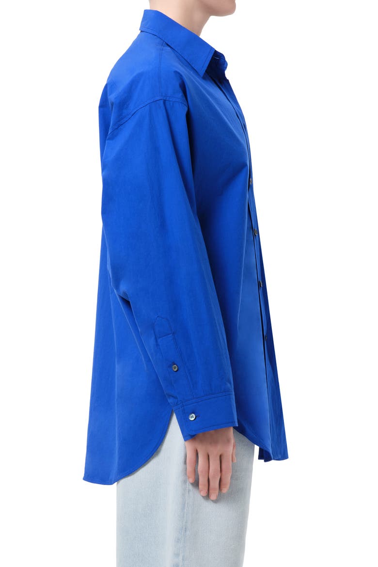 Sona Cotton Button-Up Shirt, Alternate, color, COBALT BRIGHT ELECTRIC BLUE