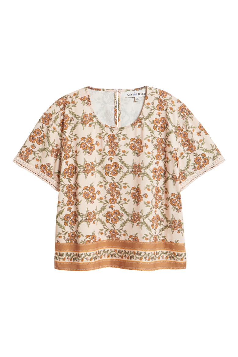 Floral Woven Top, Alternate, color, PUMICE/ TERRA