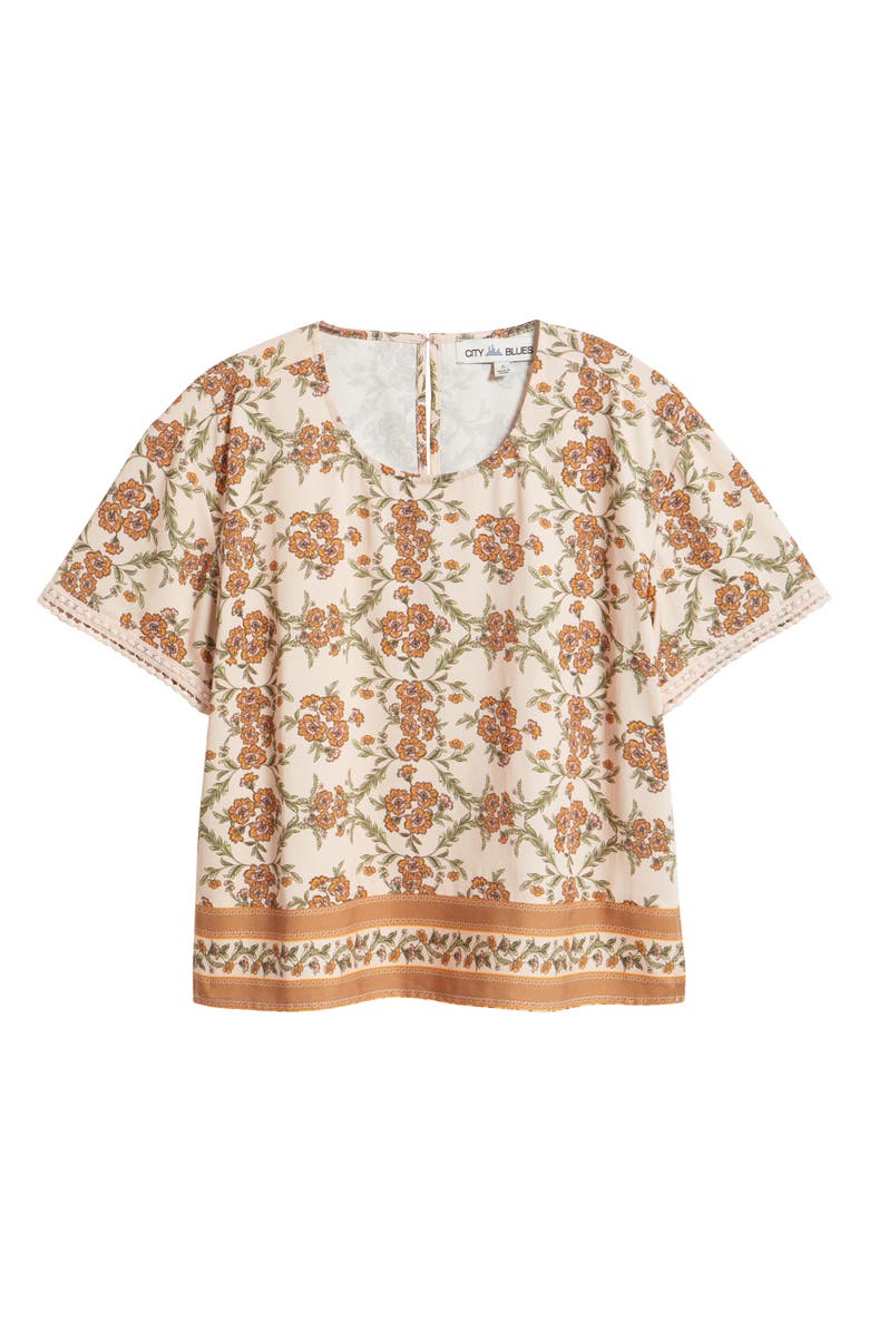 CITY BLUES Floral Woven Top, Alternate, color, Pumice/ Terra