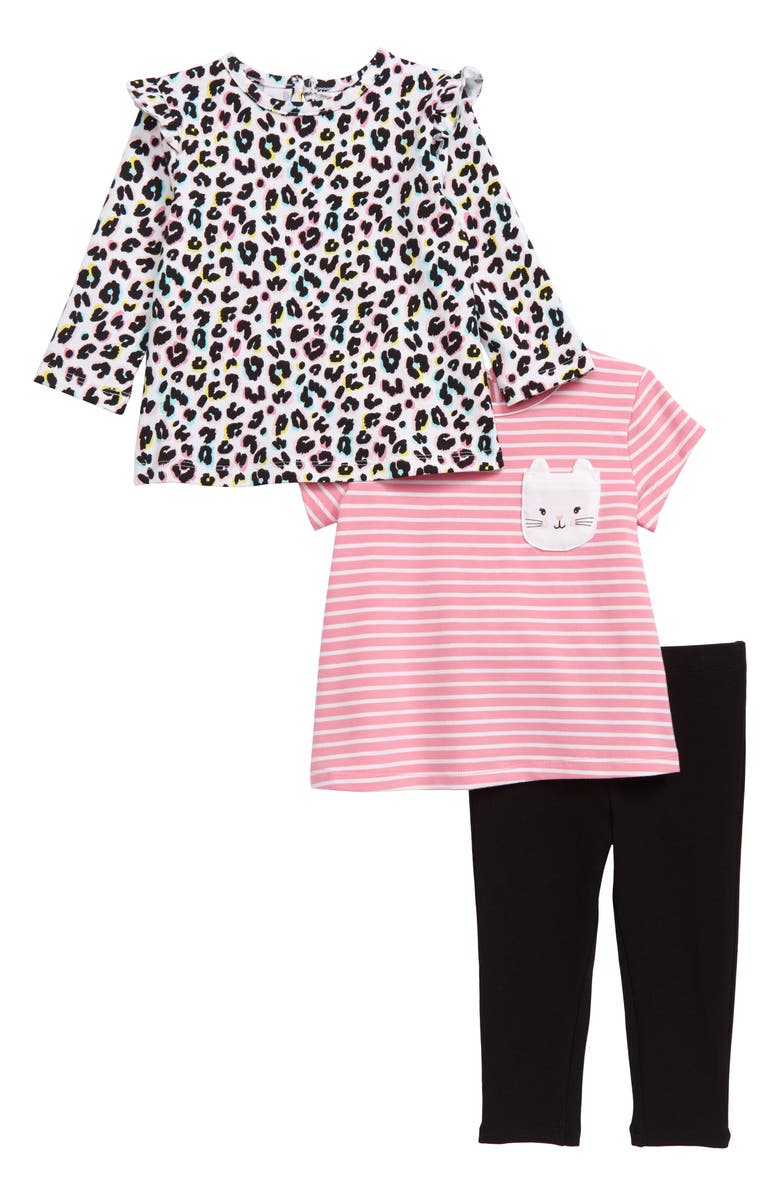 Little Me Kitty Tunic, Tee & Leggings Set, Main, color, 