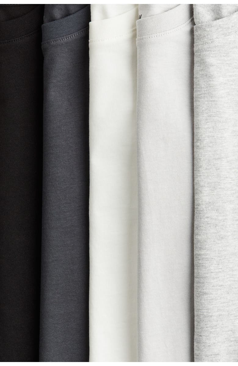 H&M 5-pack Cotton T-shirts, Alternate, color, Light Gray/Light Gray Melange