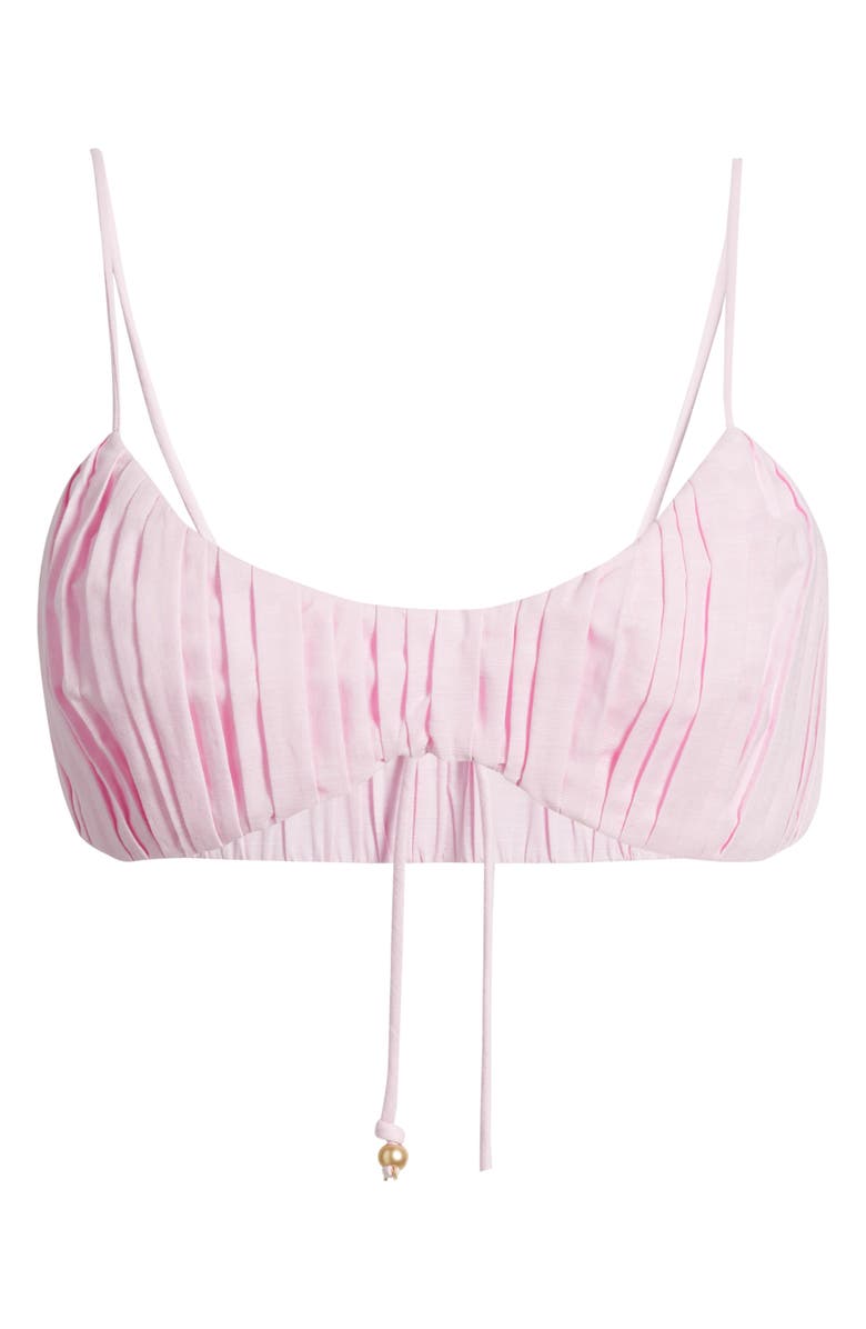 Kulani Kinis <p>Pleated Cotton & Linen Bralette Top</p>, Alternate, color, Pocket Pink