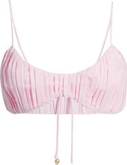 Kulani Kinis Pleated Cotton & Linen Bralette Top