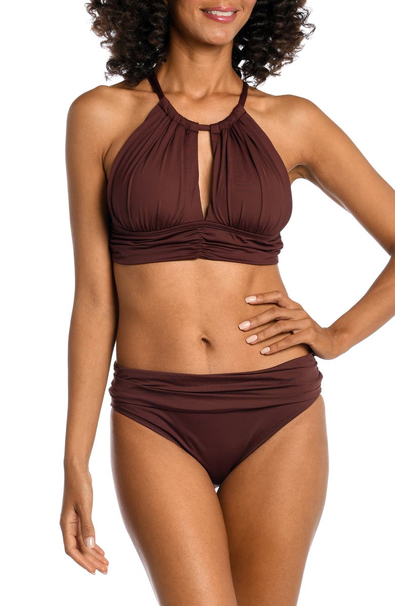 La Blanca Island Goddess High Neck Bikini Top, Main, color, Java