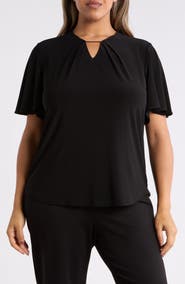 Anne Klein Pleat Neck Bell Sleeve Top