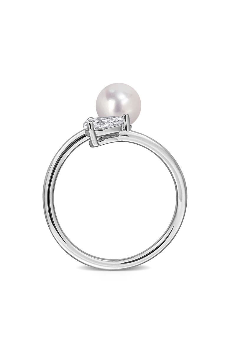 DELMAR 6-6.5mm Cultured Freshwater Pearl & Stone Bypass Ring, Alternate, color, White