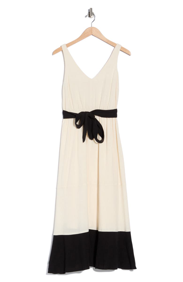 Lovestitch Colorblock Midi Dress, Alternate, color, Vanilla/ Black