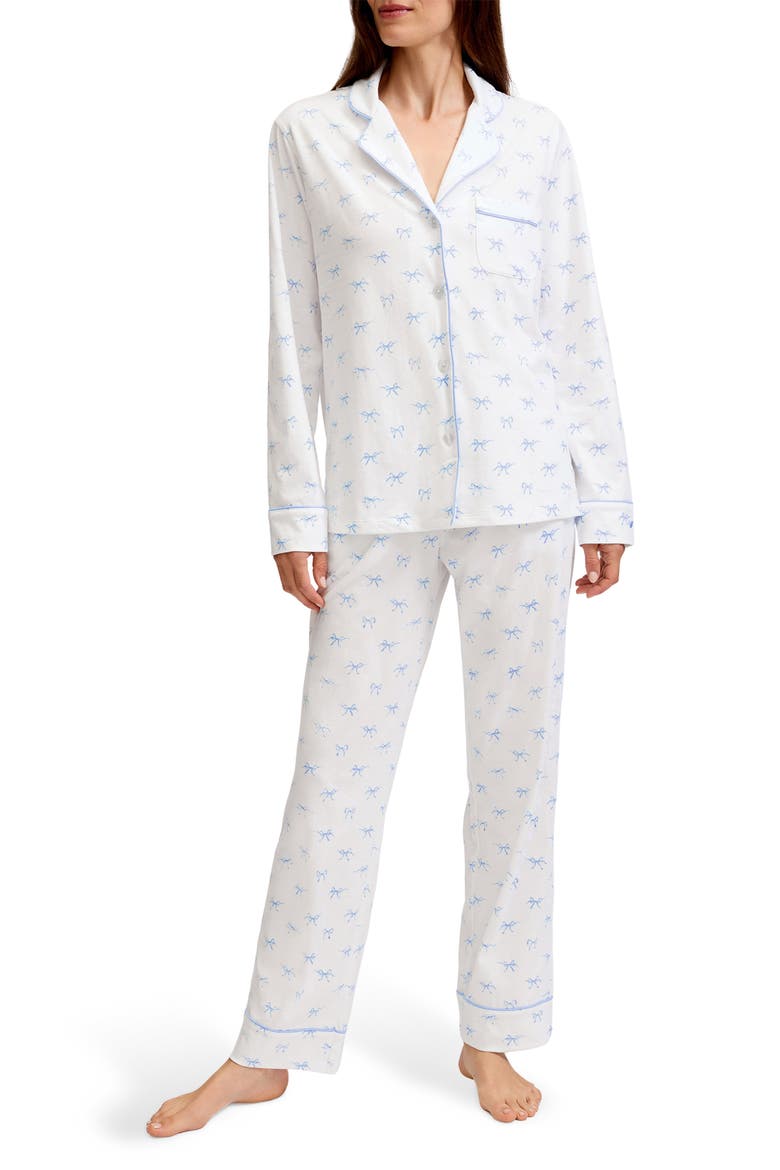 Bows Classic Pima Cotton Pajamas, Main, color, WHITE