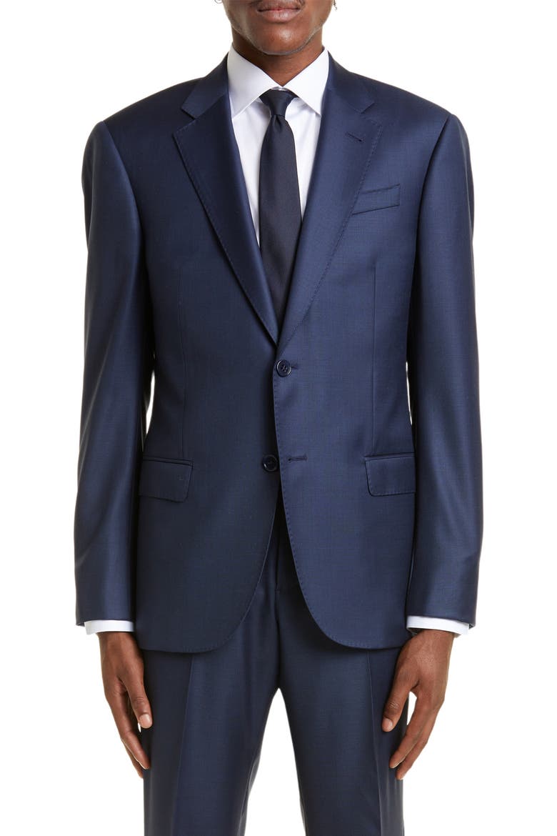 G Line Solid Blue Wool Suit, Alternate, color, SOLID DARK BLUE
