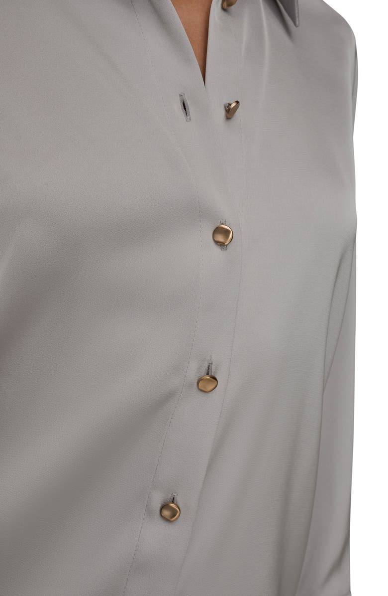 Donna Karan New York Satin Button-Up Shirt, Alternate, color, Light Grey