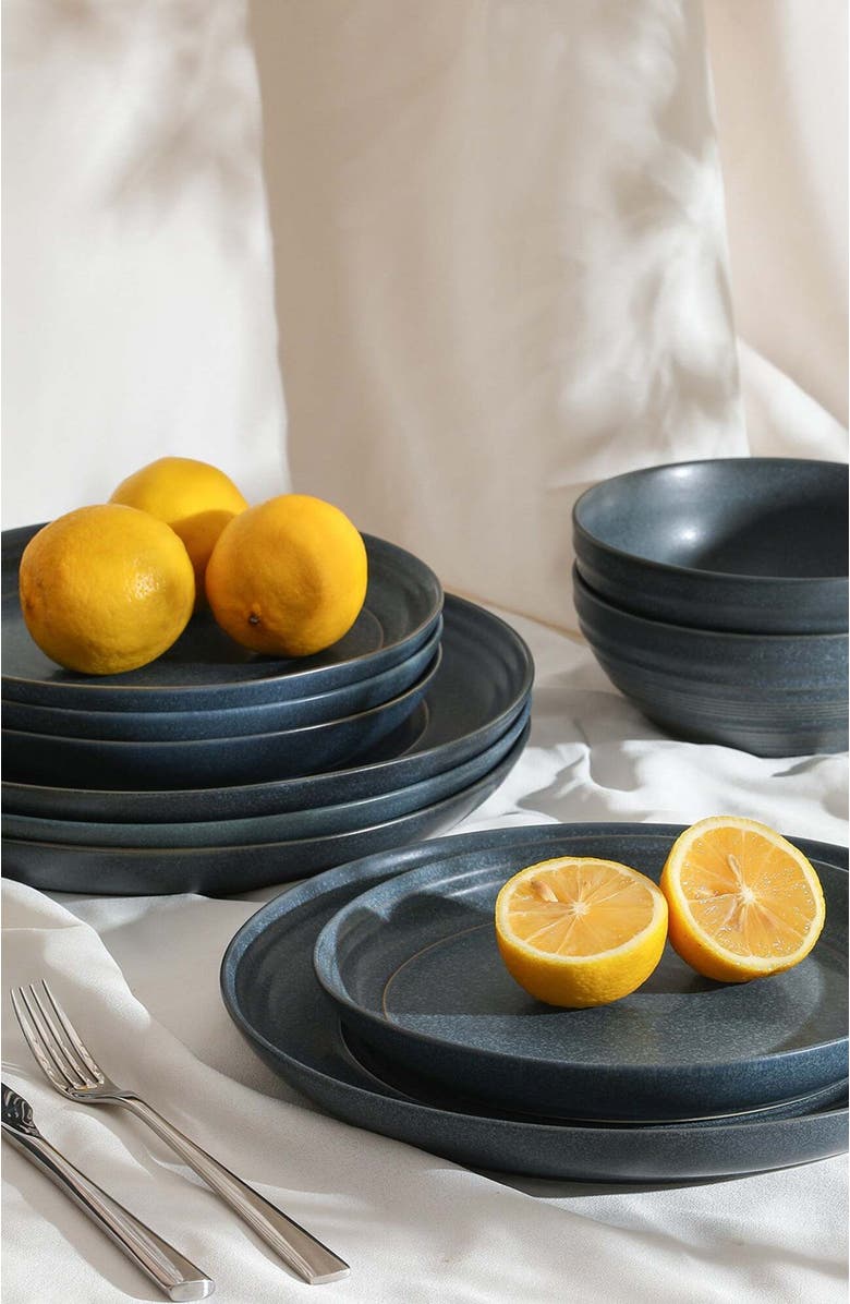 Stone Lain Elio Stoneware 24-Piece Dinnerware Set, Alternate, color, Blue