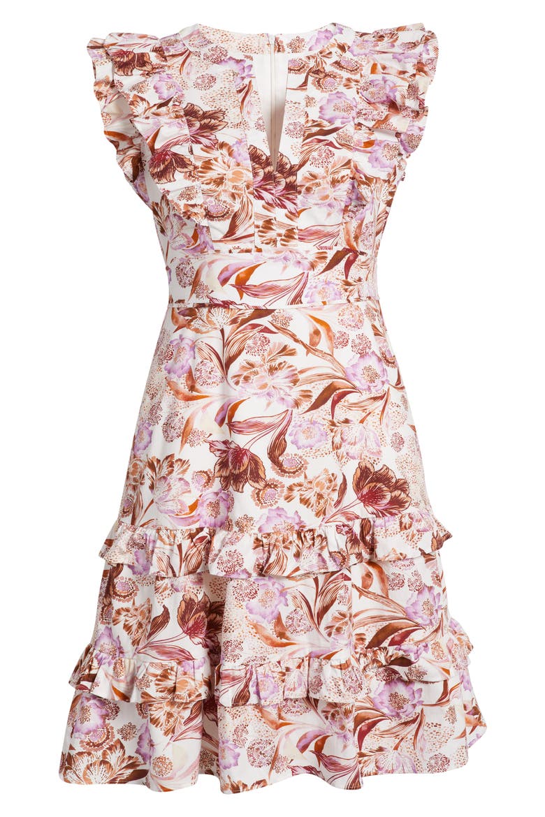 Ruffle Tiered Pintuck Dress, Alternate, color, MULBERRY MULTI