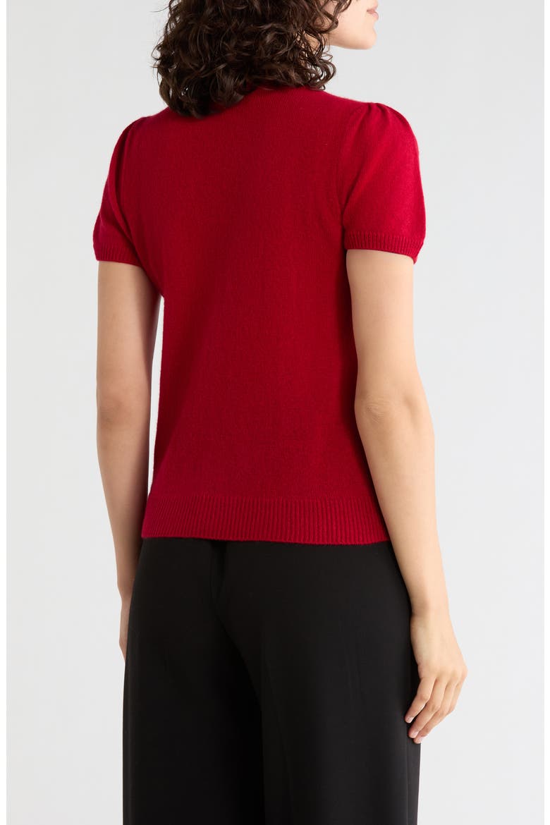 Puff Sleeve Cashmere Sweater, Alternate, color, DARK RED