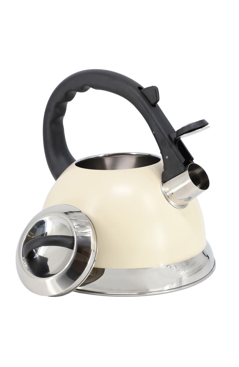 Mr. Coffee Clarefield 2.4 Quart Stainless Steel Whistling Tea Kettle, Alternate, color, White