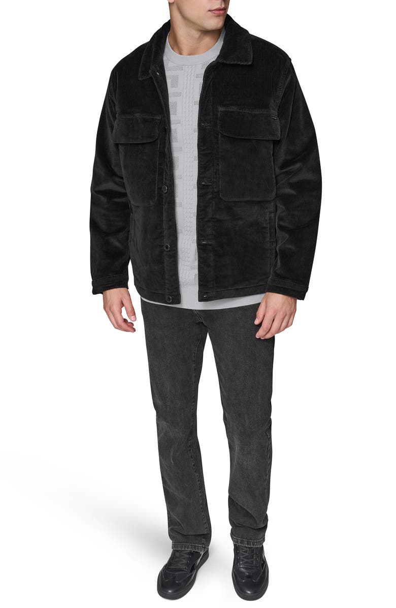 KARL LAGERFELD Corduroy Shirt Jacket, Alternate, color, Black