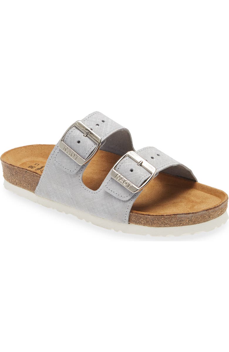 Naot Santa Barbara Water Repellent Slide Sandal, Main, color, Grey Linen Leather