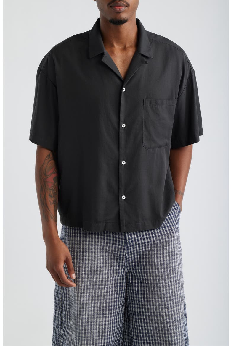 Boxy Camp Shirt, Main, color, BLACK