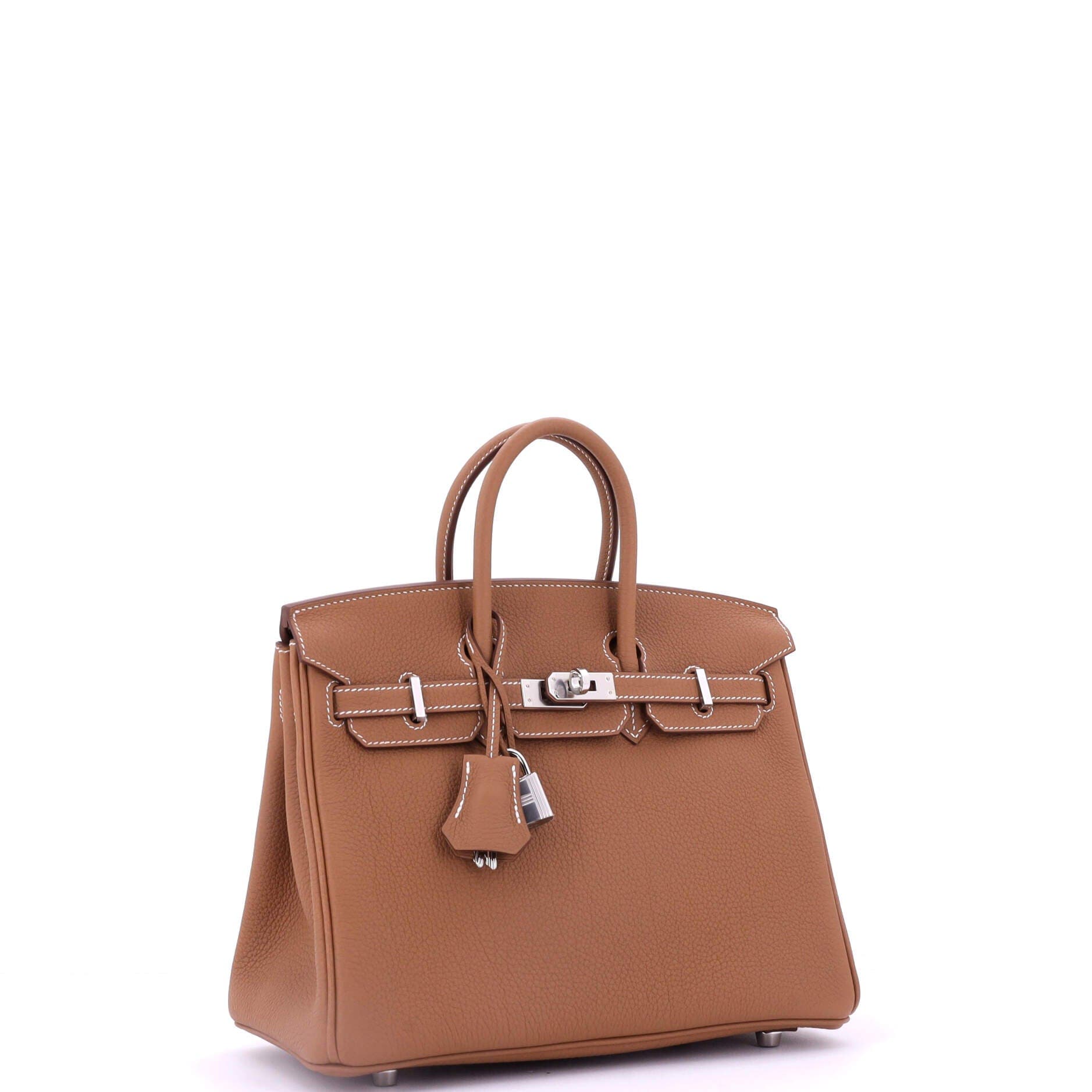 Birkin Handbag Brown Togo with Palladium Hardware 25, Alternate, color, Metallic Gold