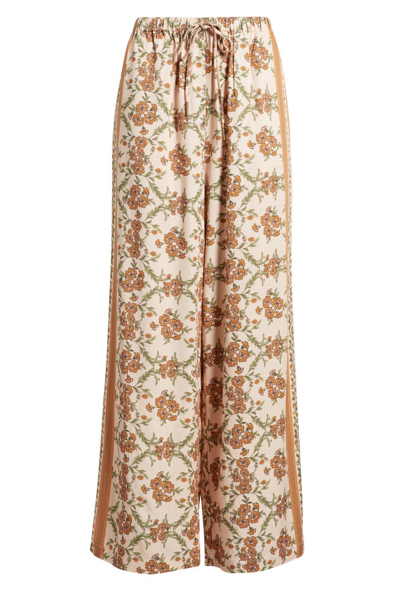 Floral Side Slit Lounge Pants, Alternate, color, PUMICE/ TERRA