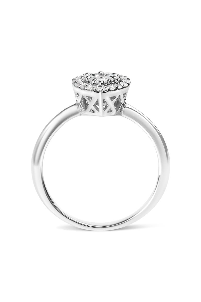 10K White Gold 3/8 Cttw Round-Cut Lab Grown Diamond Cluster Pear Promise Ring, Alternate, color, White