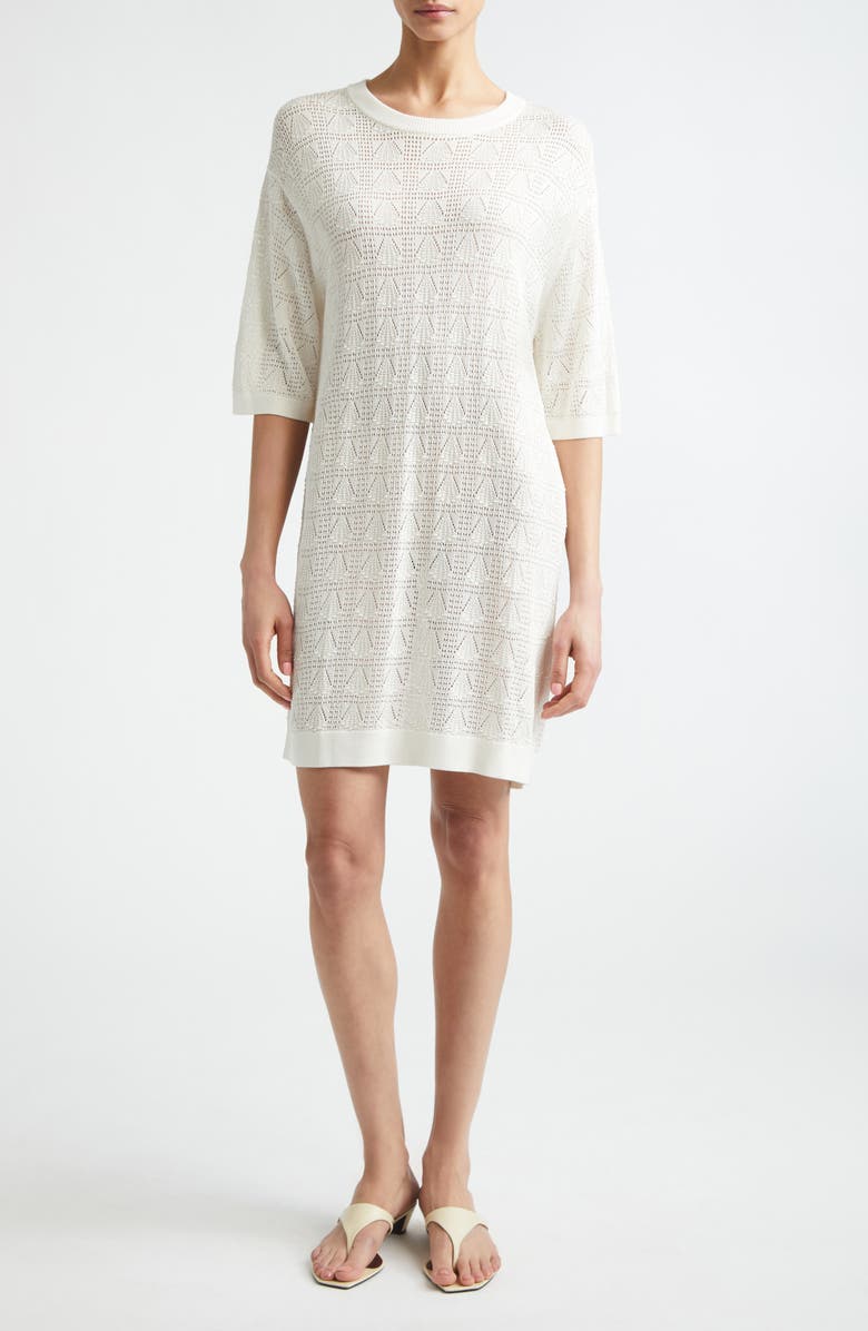 LOULOU DE SAISON Armas Shell Knit T-Shirt Dress, Main, color, Ivory