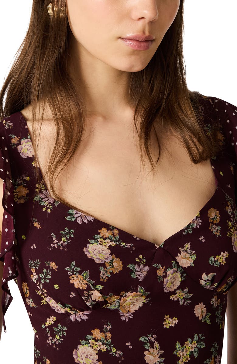 Steve Madden Tanisha Floral Print Minidress, Alternate, color, Port
