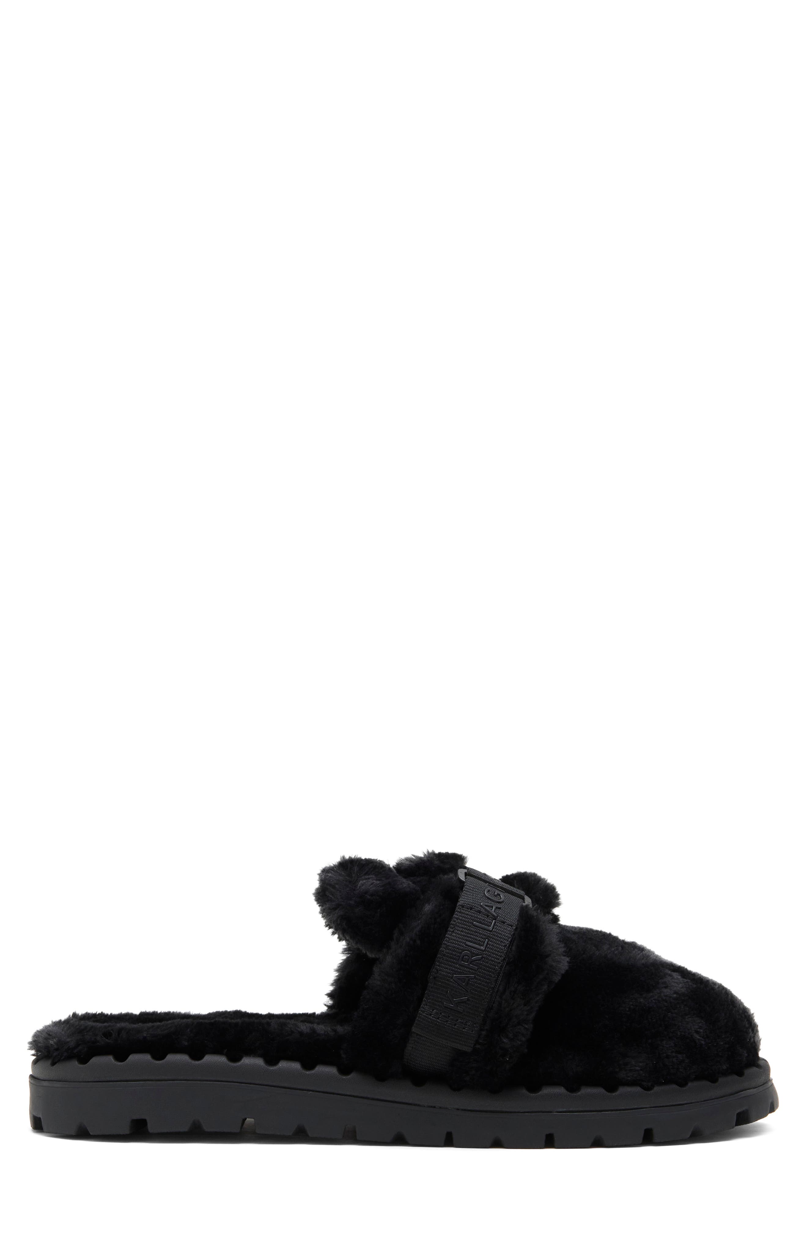 Faux Fur Clog, Alternate, color, BLACK