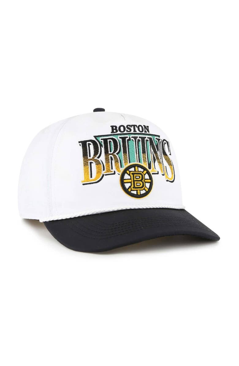 '47 Men's '47 White/Black Boston Bruins Tribute Hitch Adjustable Hat, Alternate, color, White