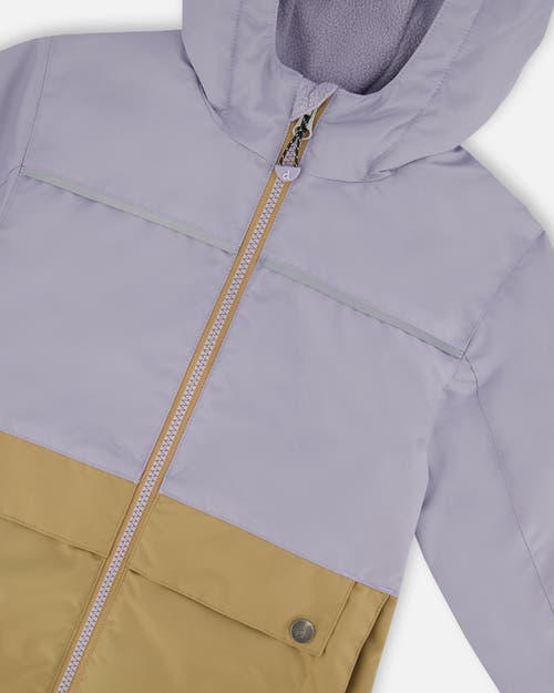Deux Par Deux Girl's Colorblock Mid-season Jacket Lilac And Taupe In Lilac And Taupe