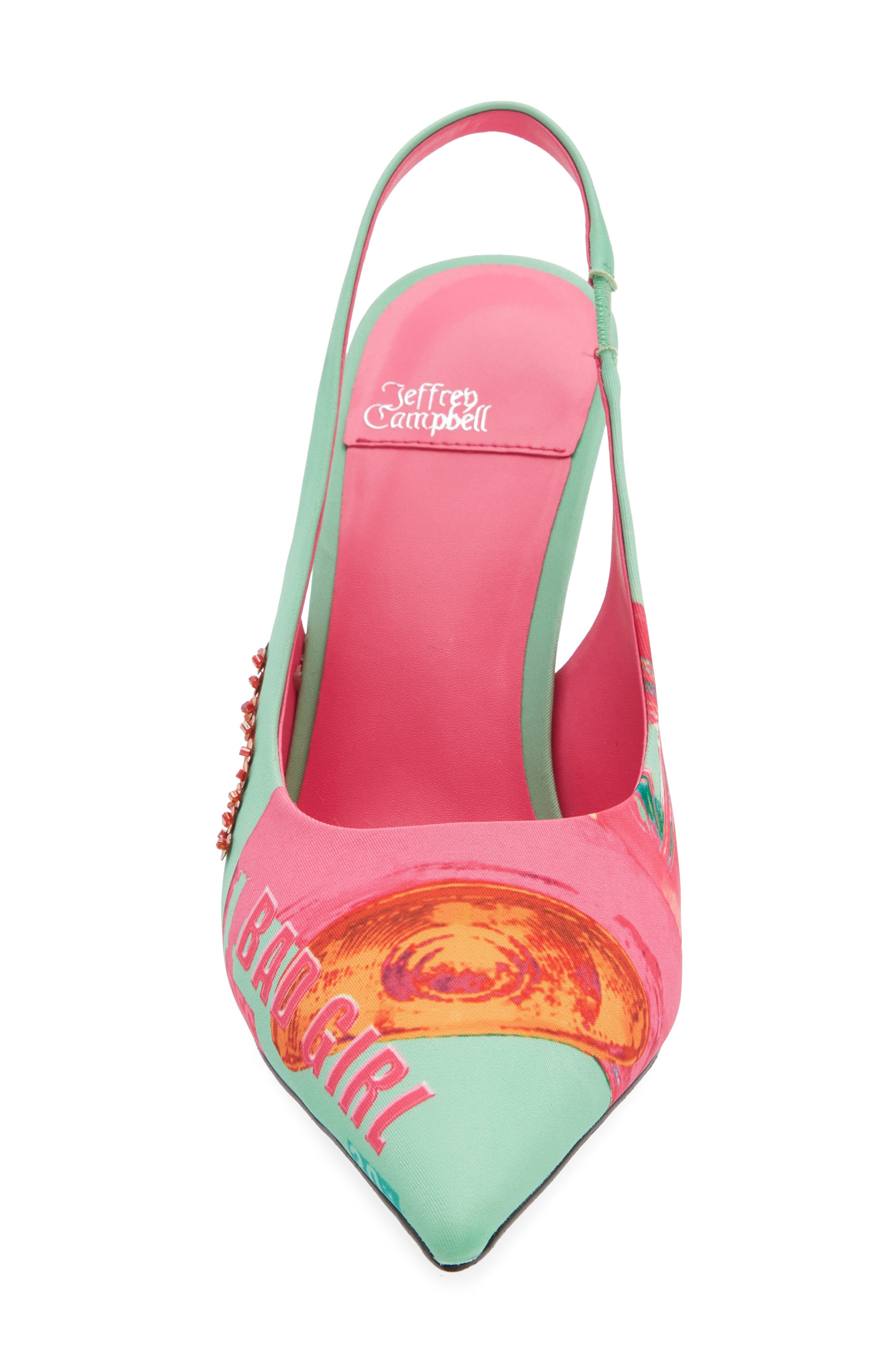 Jeffrey Campbell Surpass Slingback Pointed Toe Pump, Alternate, color, Green Bad Girl Combo