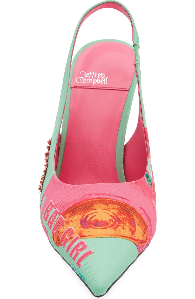 Jeffrey Campbell Surpass Slingback Pointed Toe Pump, Alternate, color, Green Bad Girl Combo