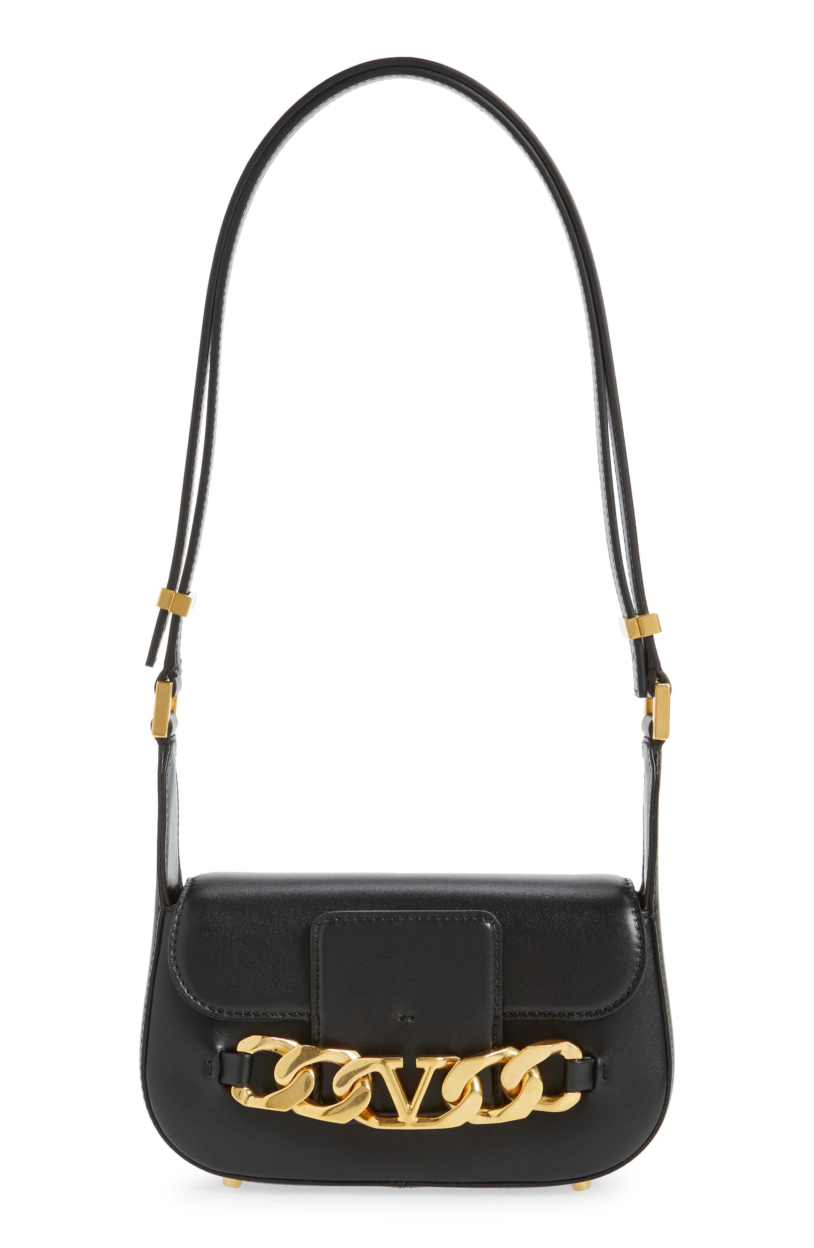Valentino Garavani Small VLOGO Chain Leather Shoulder Bag, Main, color, 