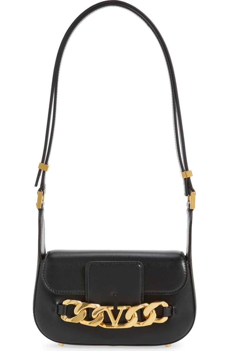 Valentino Garavani Small VLOGO Chain Leather Shoulder Bag, Main, color,