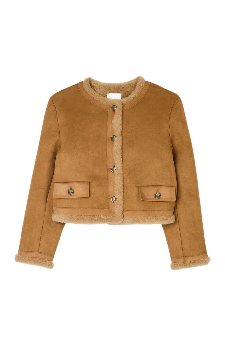 SANDRO Faux fur jacket, Alternate, color, 